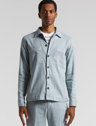 Peserico - Stretch linen-cotton twill overshirt - Saline blue