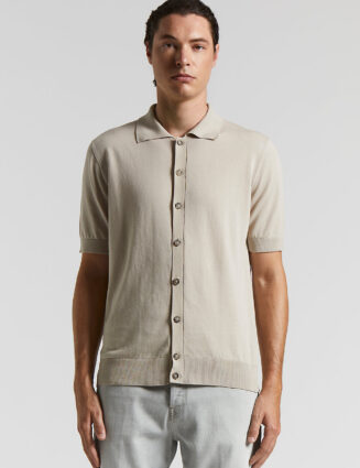 Peserico - Pure cotton polo cardigan - Dunes