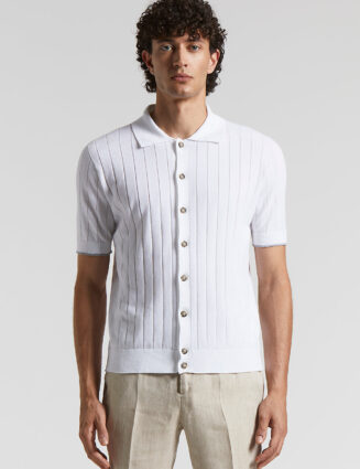 Peserico - Pure cotton polo cardigan - Pure White
