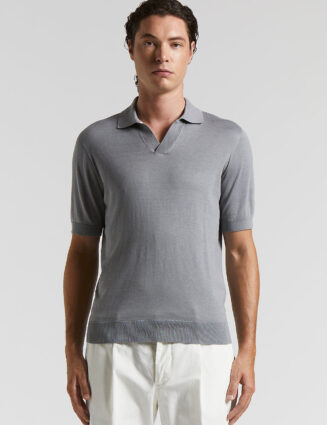 Peserico - Silk and cotton polo shirt - Lunar gray