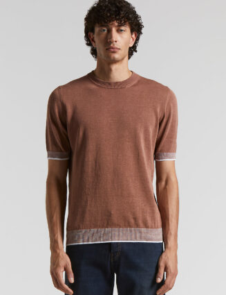 Peserico - Linen and cotton crepe t-shirt - Tobacco