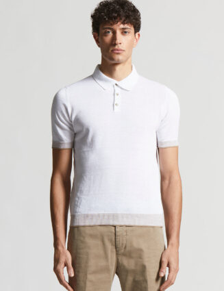 Peserico - Linen and cotton crepe polo shirt - Pure White