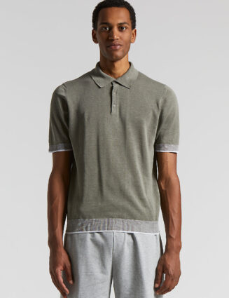 Peserico - Linen and cotton crepe polo shirt - Mediterranean nature