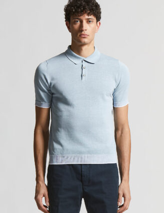 Peserico - Linen and cotton crepe polo shirt - Sky blue