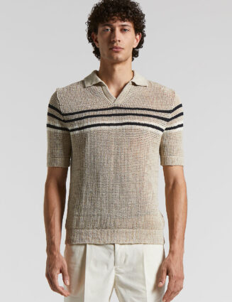 Peserico - Linen and cotton blend polo shirt - Dunes