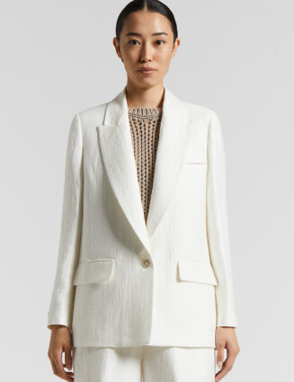 Peserico - Single-breasted blazer in pure linen gabardine - Cloud white