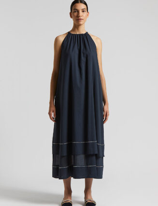 Peserico - Pure cotton voile long dress - Space blue