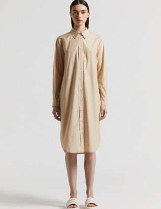 Peserico - Twisted cotton-blend poplin dress - Amber beige