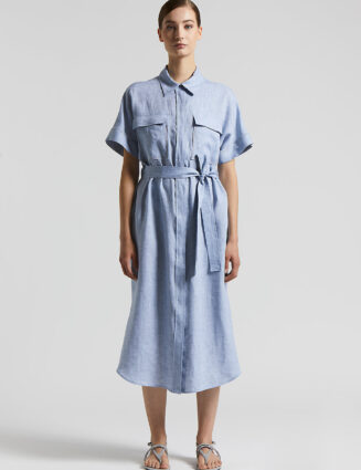 Peserico - Linen midi dress - Sunrise blue