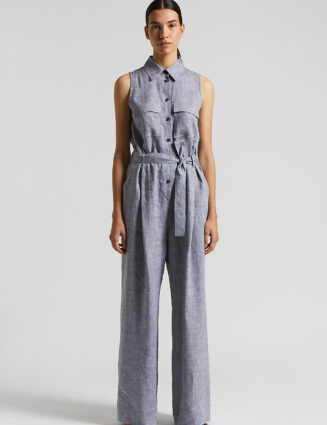 Peserico - Linen long jumpsuit - Blue