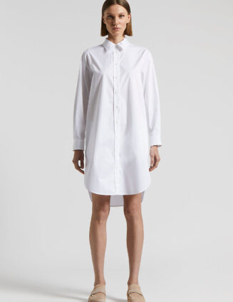Peserico - Women's dress in light stretch cotton satin - Pure White