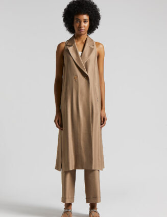 Peserico - Shiny viscose linen gabardine waistcoat - Cappucino