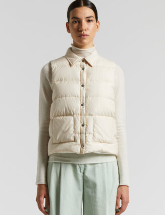 Peserico - Drip-proof peachskin microfibre waistcoat - Quartz sand