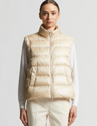 Peserico - Ultra-lightweight nylon and down waistcoat - Amber beige