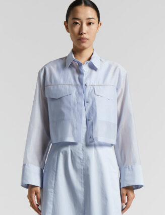 Peserico - Matt cotton-silk organza shirt - Sunrise blue
