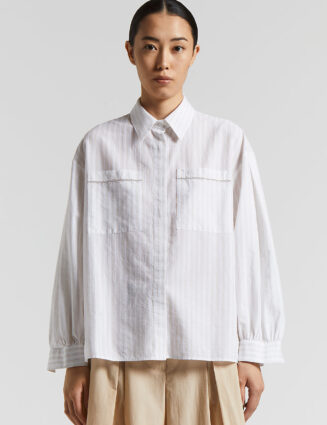 Peserico - Striped cotton muslin shirt - Cappucino