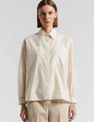 Peserico - Matt silk and cotton organza shirt - Quartz sand