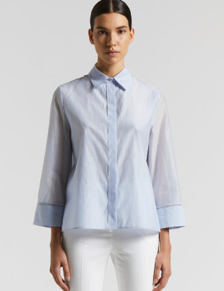Peserico - Cotton organza and matt silk shirt - Sunrise blue