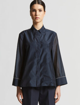 Peserico - Cotton organza and matt silk shirt - Space blue