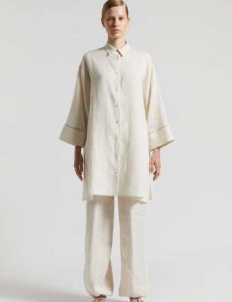 Peserico - Shirt in fresh, light pure linen - Quartz sand