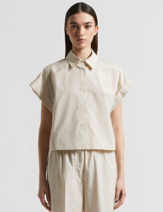 Peserico - Soft touch cotton poplin blend shirt - Quartz sand