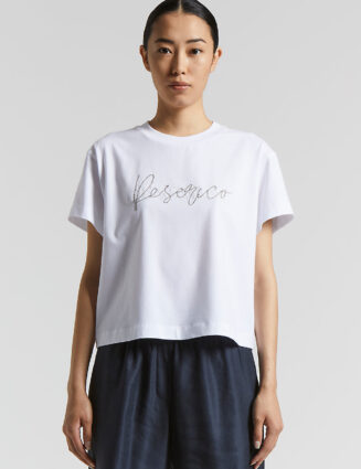Peserico - Bi-elastic logoed cotton jersey T-shirt - Light white