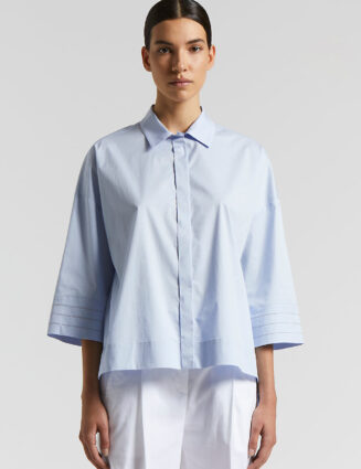 Peserico - shirt in light stretch cotton satin - Atmosphere blue