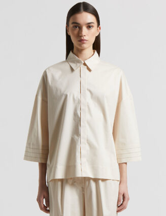 Peserico - shirt in light stretch cotton satin - Quartz sand