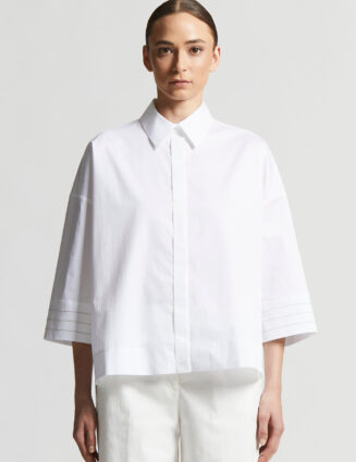 Peserico - shirt in light stretch cotton satin - Pure White