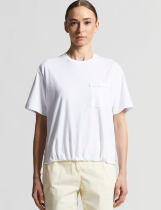 Peserico - Cotton jersey T-shirt with bi-elastic structure - Light white