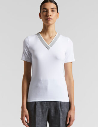 Peserico - Stretch micro-ribbed jersey T-shirt - Pure White