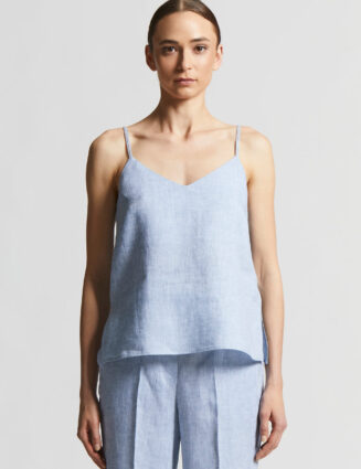 Peserico - Pure Linen V-neck top - Sunrise blue