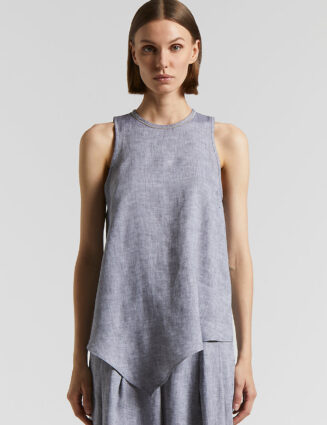 Peserico - Asymmetrical pure linen top - Blue