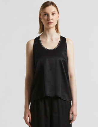 Peserico - Viscose satin U-neck top - Black