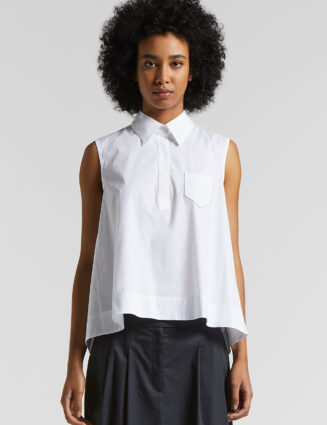 Peserico - Poplin and cotton voile top - Light white