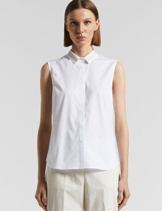 Peserico - Stretch cotton poplin top - Light white