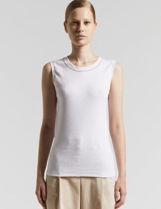 Peserico - Micro rib stretch jersey top - Quartz sand