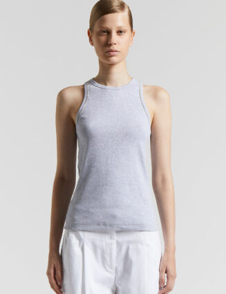Peserico - Micro rib stretch jersey top - Lunar gray