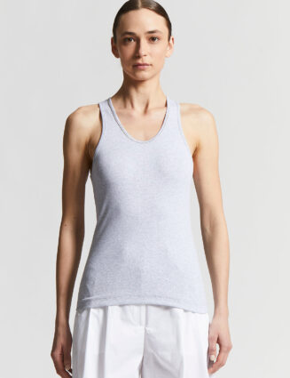 Peserico - Micro rib jersey stretch top - Lunar gray