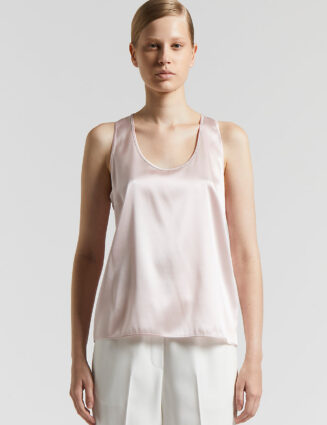 Peserico - Shiny silk satin U-neck top - Aurora