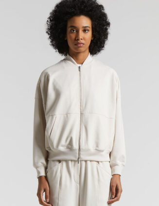 Peserico - Bomber sweatshirt in technical cotton jersey - Alabaster