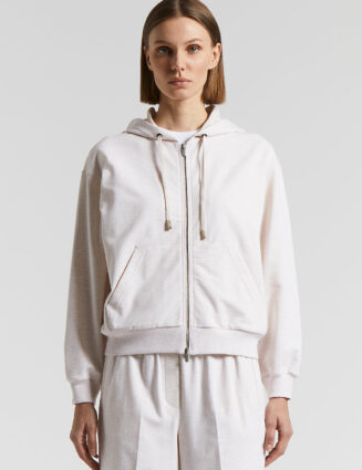 Peserico - Sweatshirt in soft stretch cotton - Quartz sand