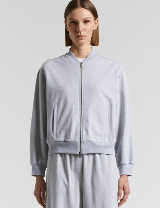 Peserico - Bomber sweatshirt in soft stretch cotton - Lunar gray