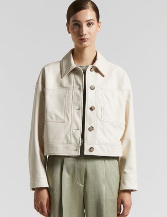 Peserico - Genuine leather jacket - Quartz sand