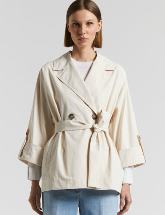 Peserico - Trench coat in technical cotton faille - Quartz sand