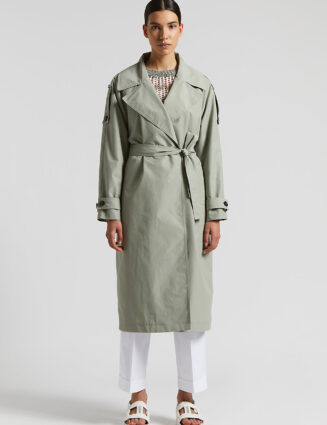 Peserico - Trench coat in technical cotton faille - Eucalyptus
