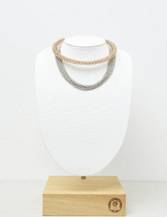 Peserico - Rigid tubular necklace with micro-crystals - Cappucino