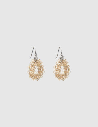 Peserico - Earrings with interlaced micro crystals - Cappucino