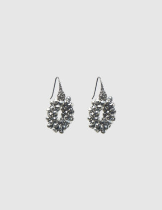 Peserico - Earrings with interlaced micro crystals - Lunar gray