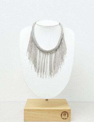 Peserico - Punto Luce tubular necklace with fringes - Gray